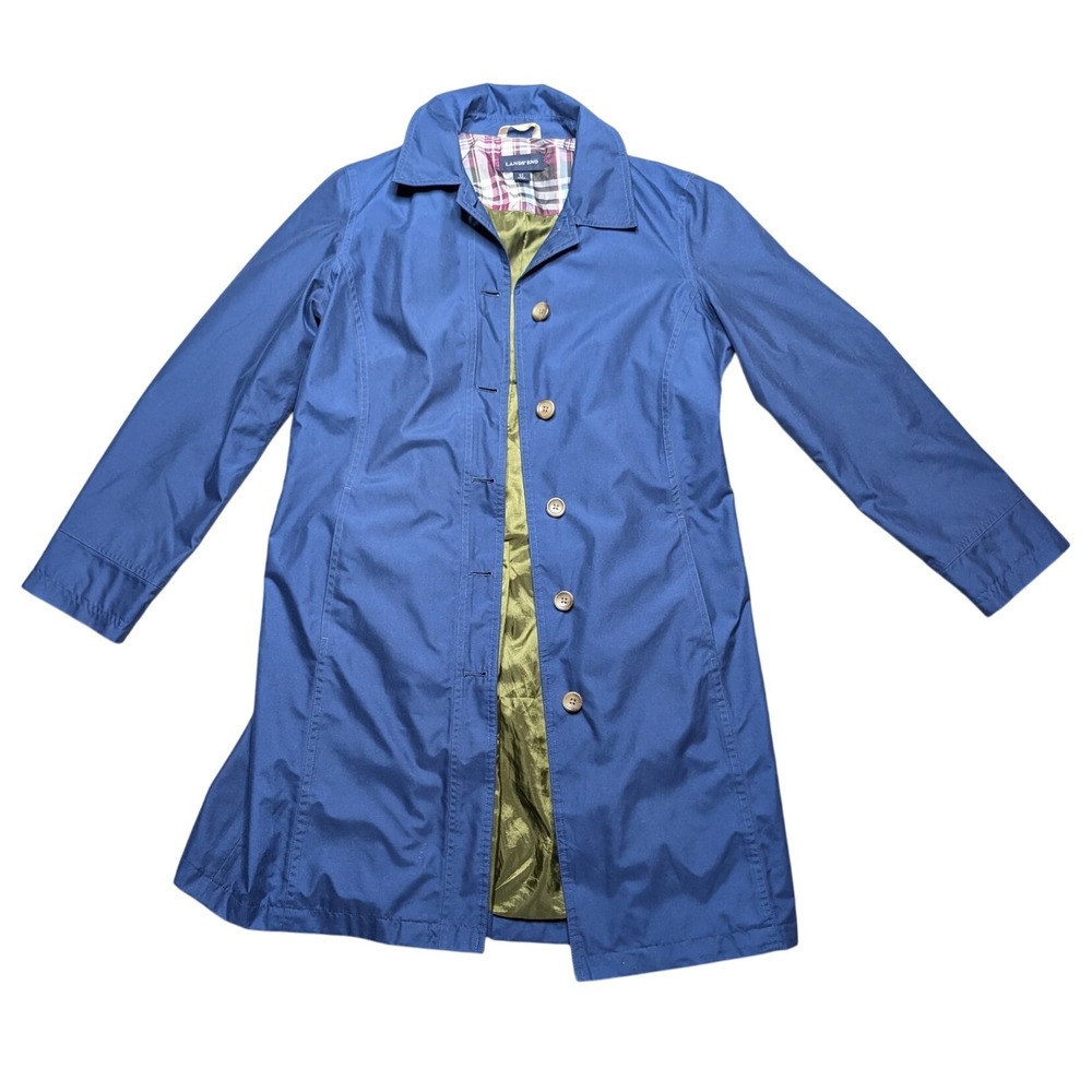 Lands' End‎ Women's Small Blue Trench Coat Button Up Lightweight - Picture 3 of 7